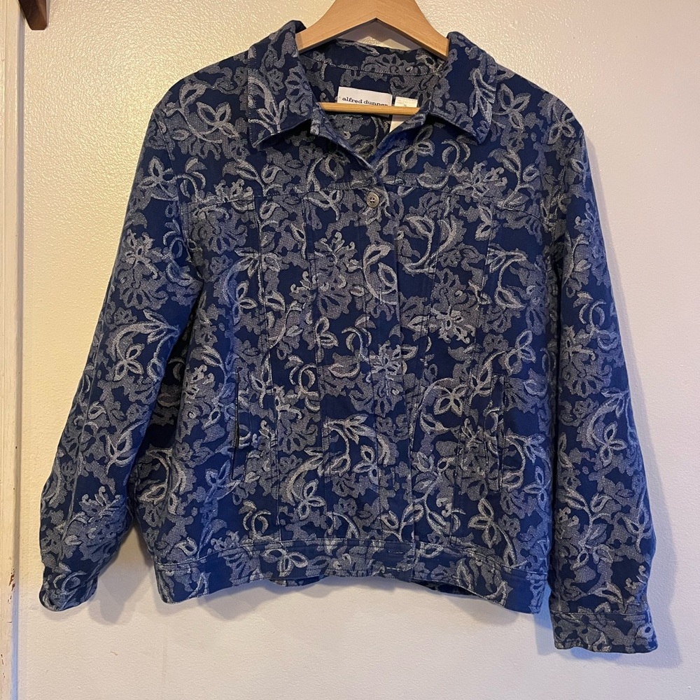 Alfred Dunner Blue and Gray Floral Jacket